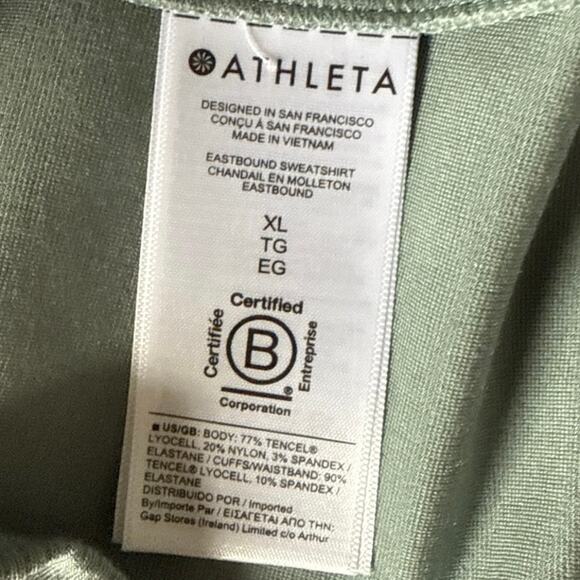 Athleta Eastbound Minimalist Gray/Green Pullover Ribbed Collar Sweatshirt XL - Picture 5 of 12